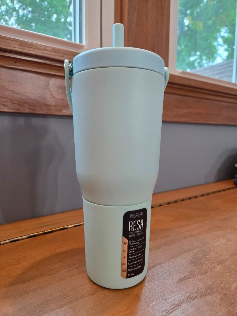 NWT BrüMate Resa 35oz Leakproof Travel Tumbler w/Handle & Straw Blue Agave